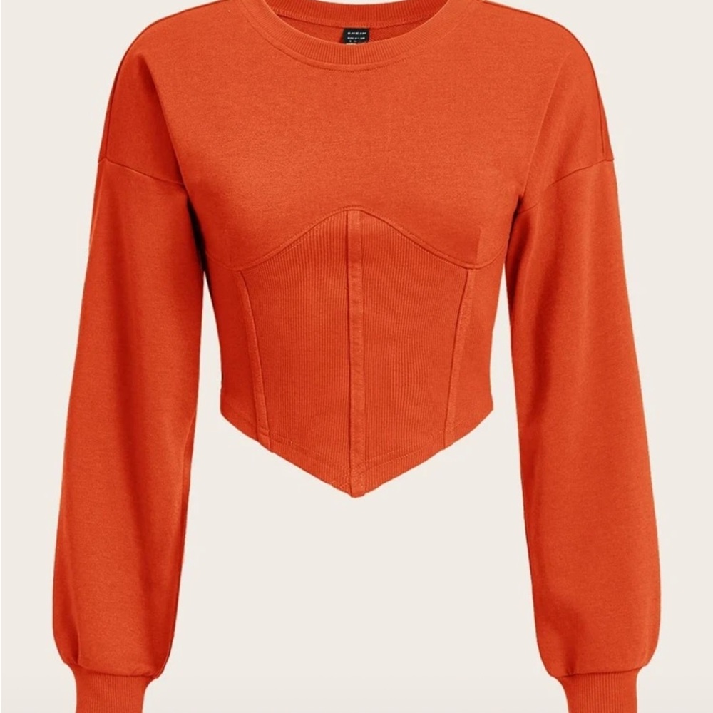 Orange Cropped Sweatshirt